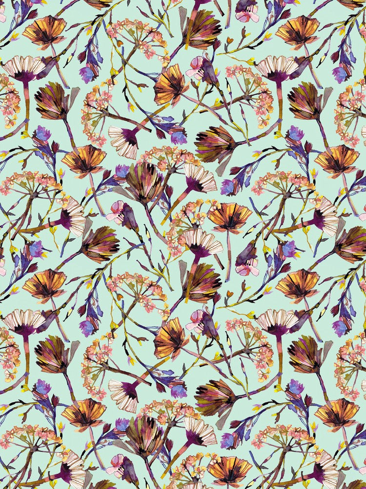 Collage de Fleurs Bleues Séchées