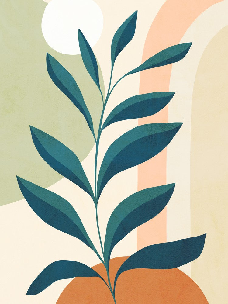 Earthy Tropical Foliage Blue 1