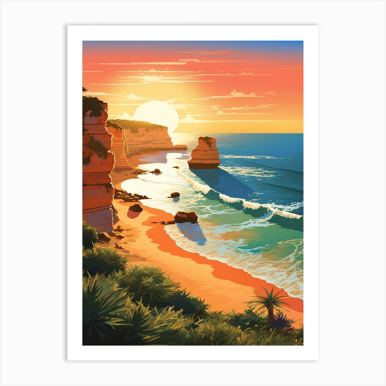 A Vibrant Painting Of Falesia Beach Algarve Portugal 2