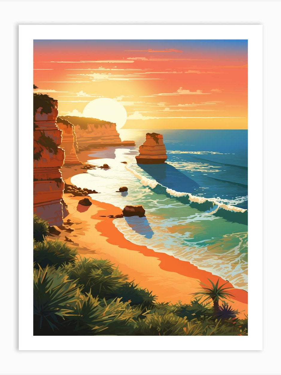 A Vibrant Painting Of Falesia Beach Algarve Portugal 2