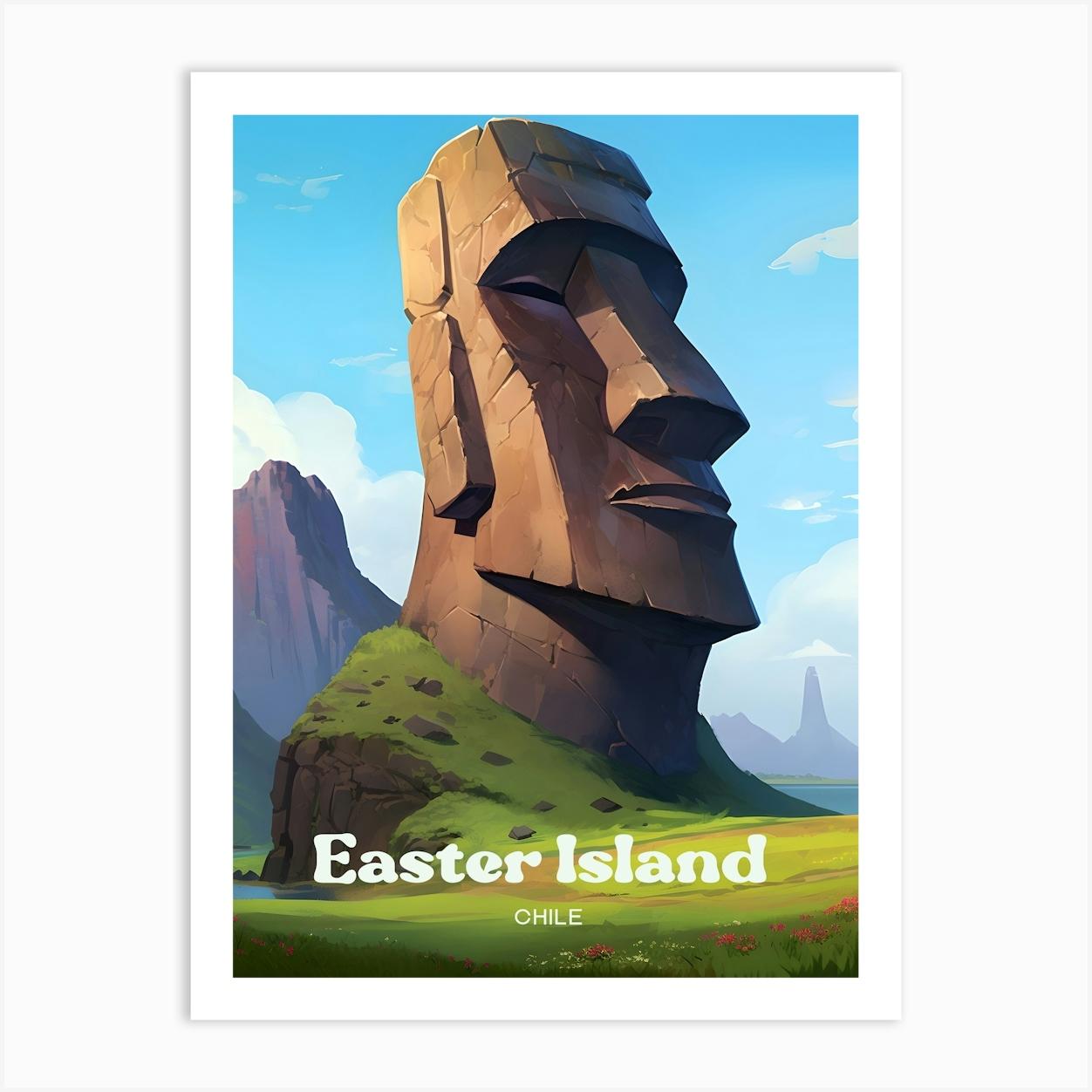 Easter Island Chile Polynesische Moderne Reiseillustration