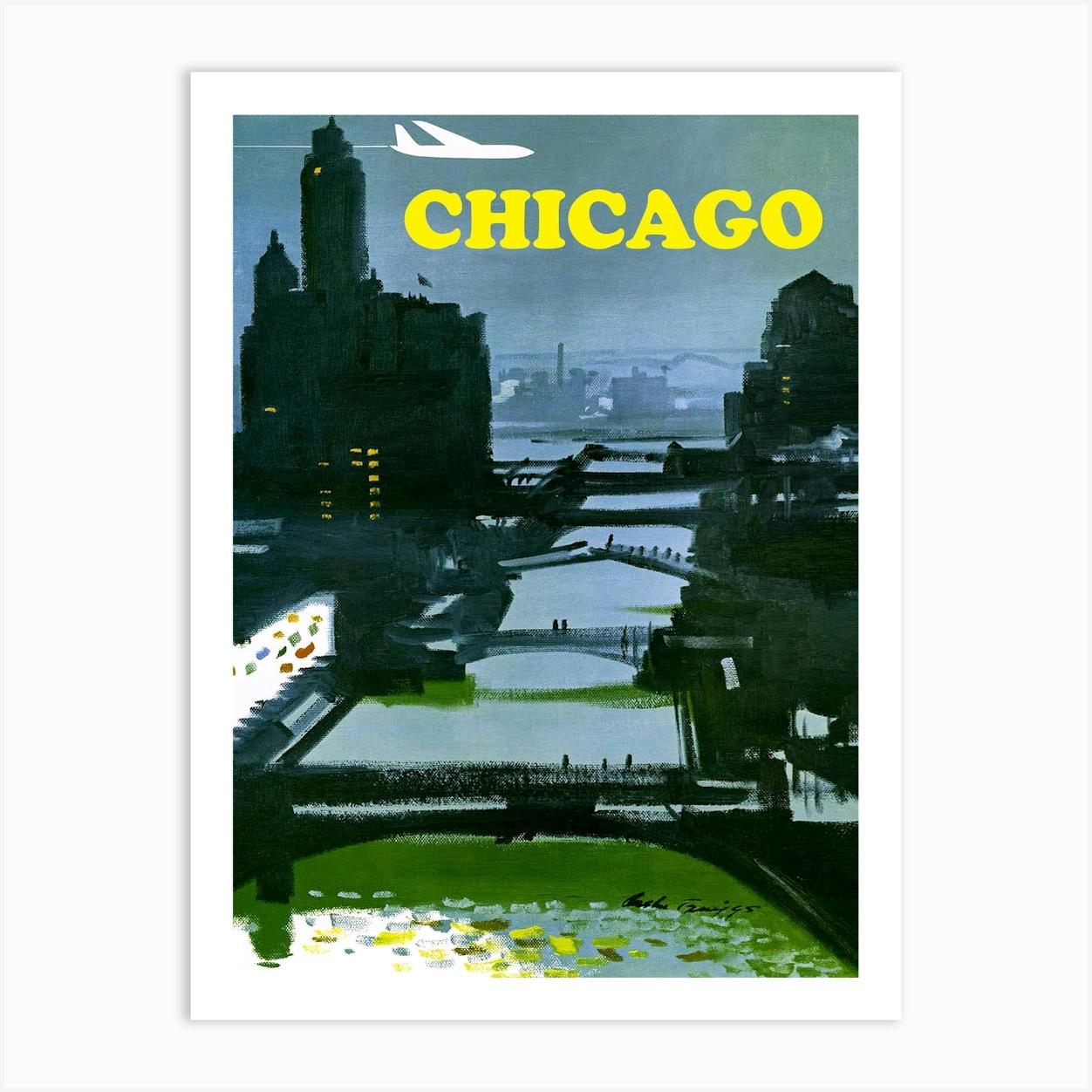 Chicago Vintage Airline Poster