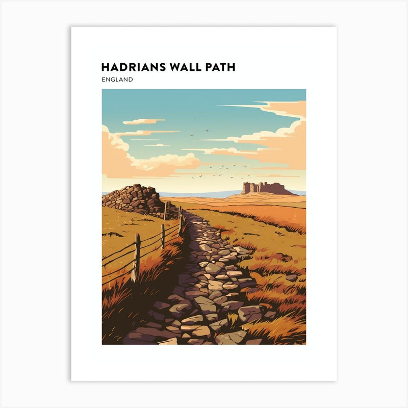 Hadrians Wall Path England 3 Hiking Trail Landscape Poster