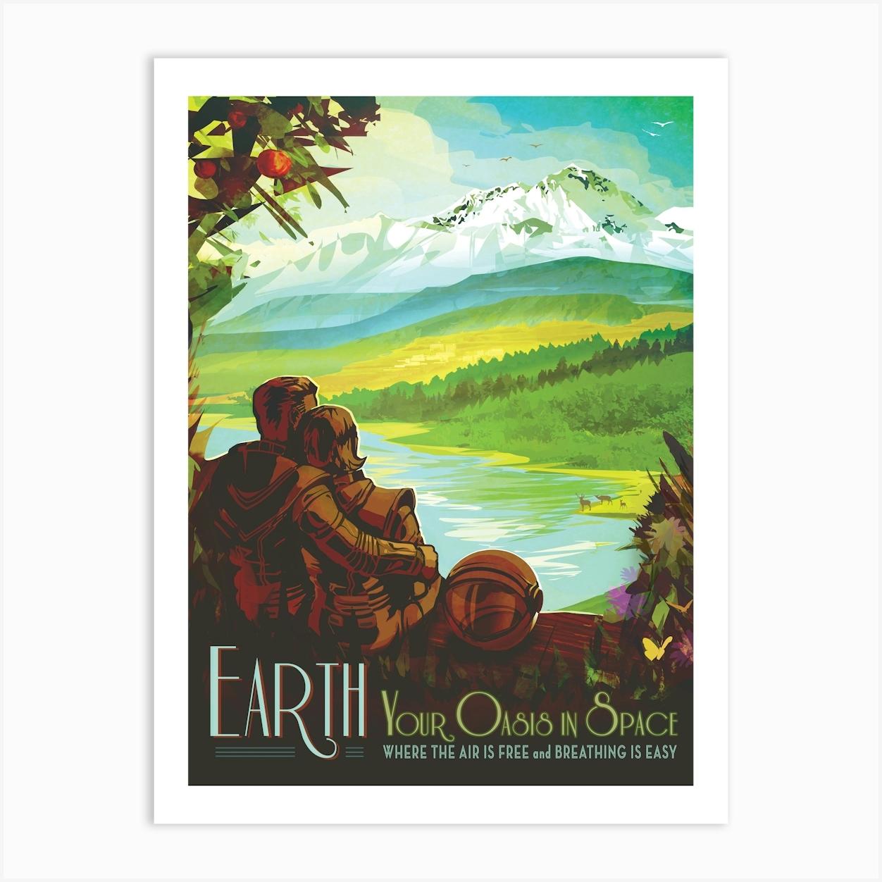Earth, NASA Vintage Style Space Poster
