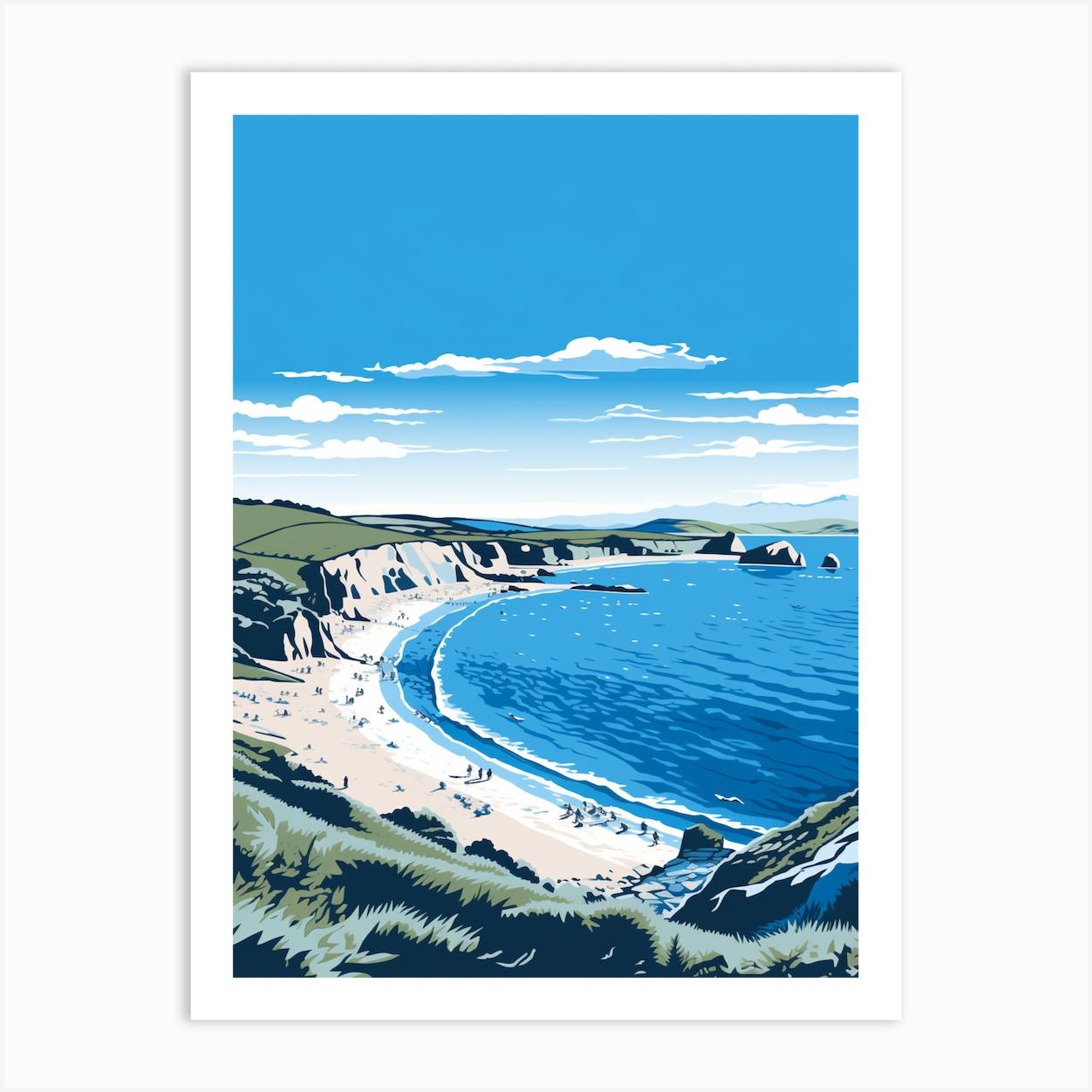 A Screen Print Of Lulworth Cove Beach Dorset 2