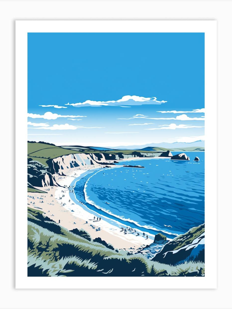 A Screen Print Of Lulworth Cove Beach Dorset 2