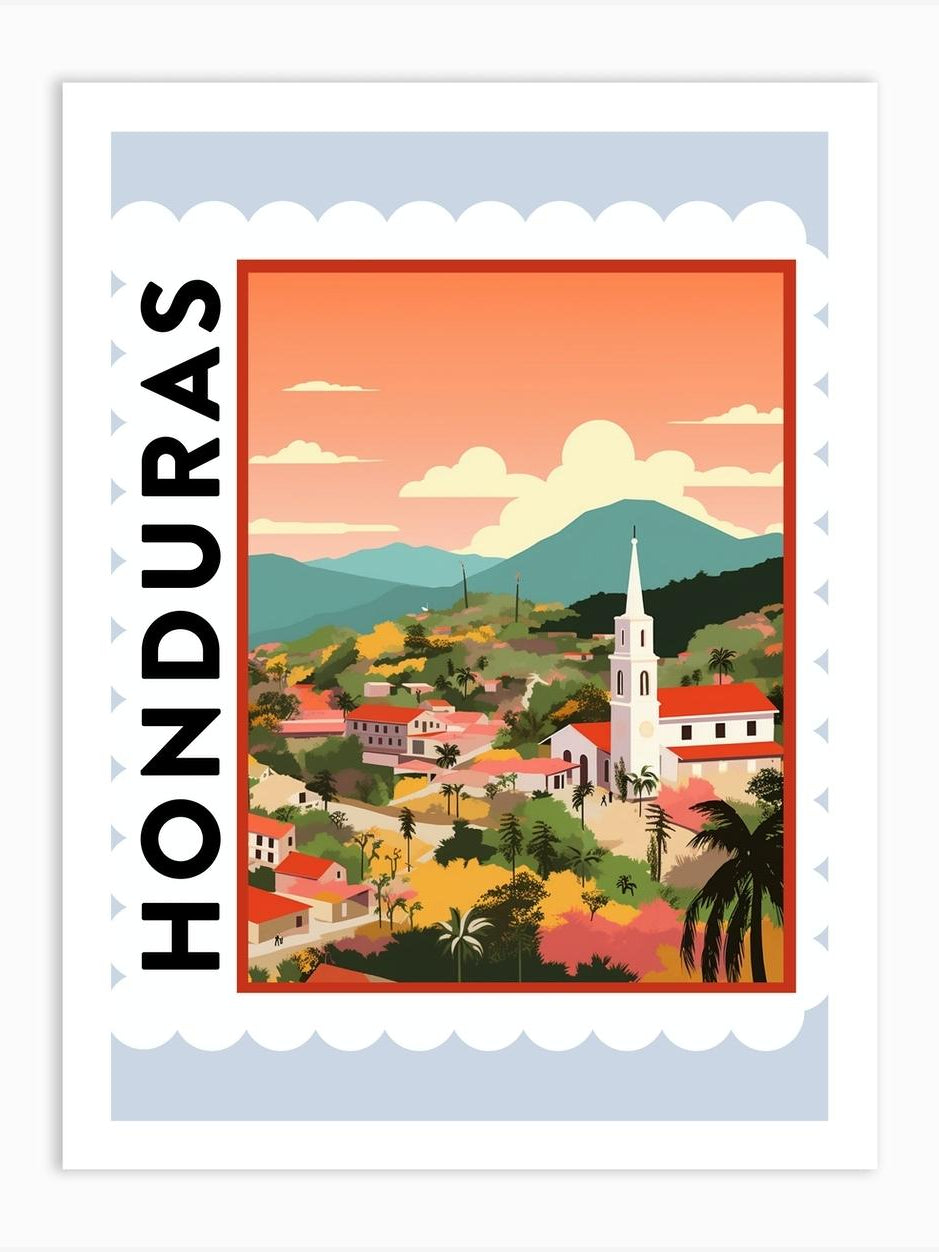 Honduras Travel Stamp Poster