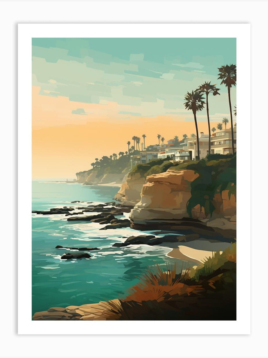 La Jolla Cove San Diego California Mediterranean Style Illustration 3