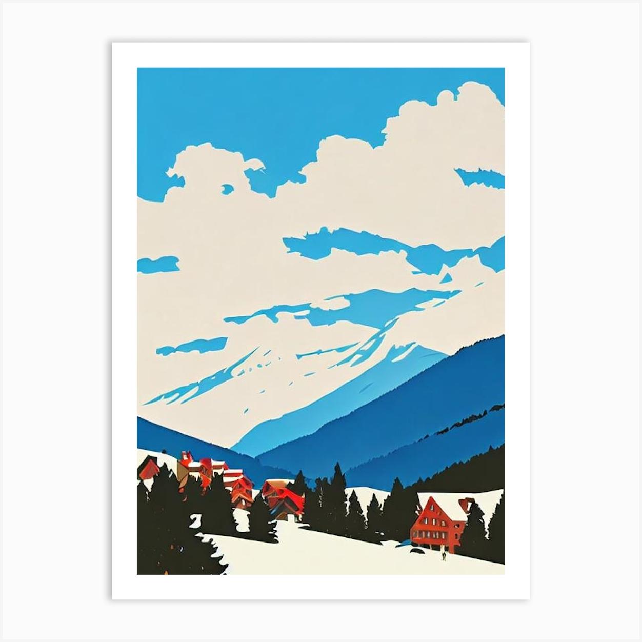Courchevel 2 France - Affiche vintage du milieu du siècle