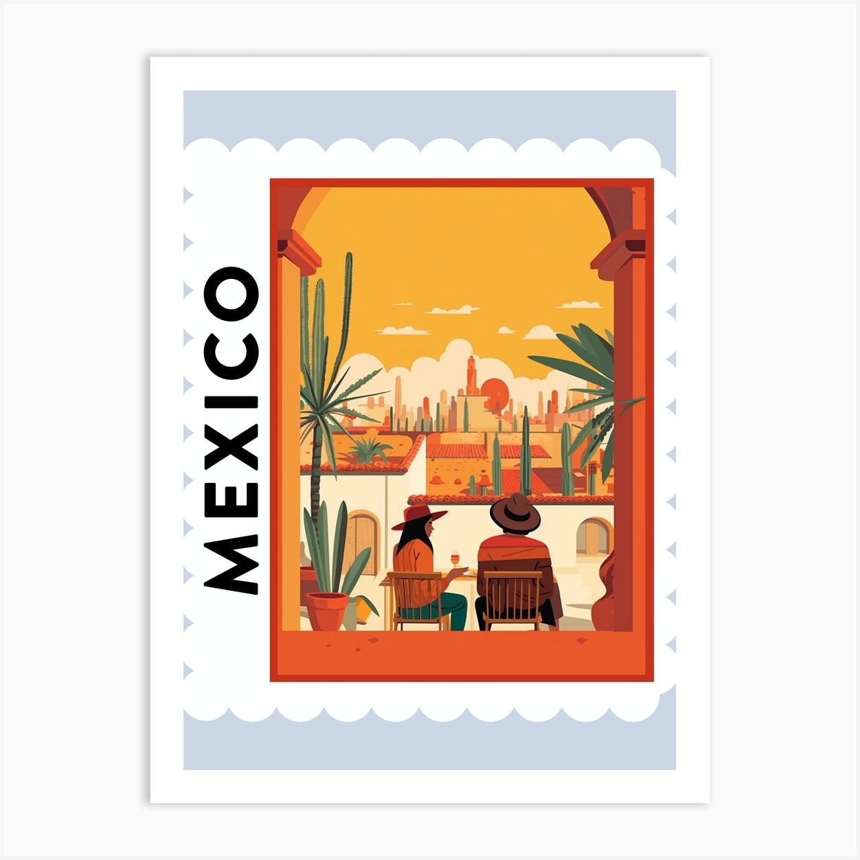 Mexico 2 Travel Stamp Poster