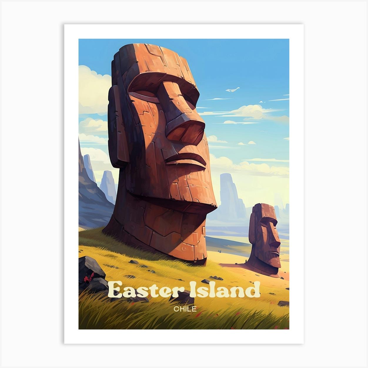 Easter Island Chile Statues Travel Art