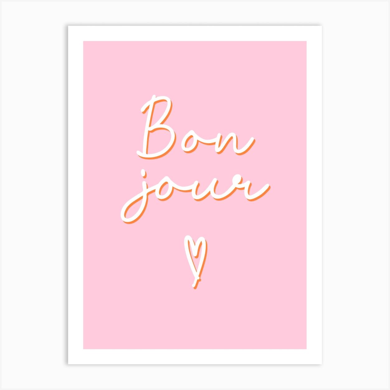 Bonjour Pink and Orange with Heart