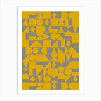 Geometric Shapes In Mustard Yellow And Grey