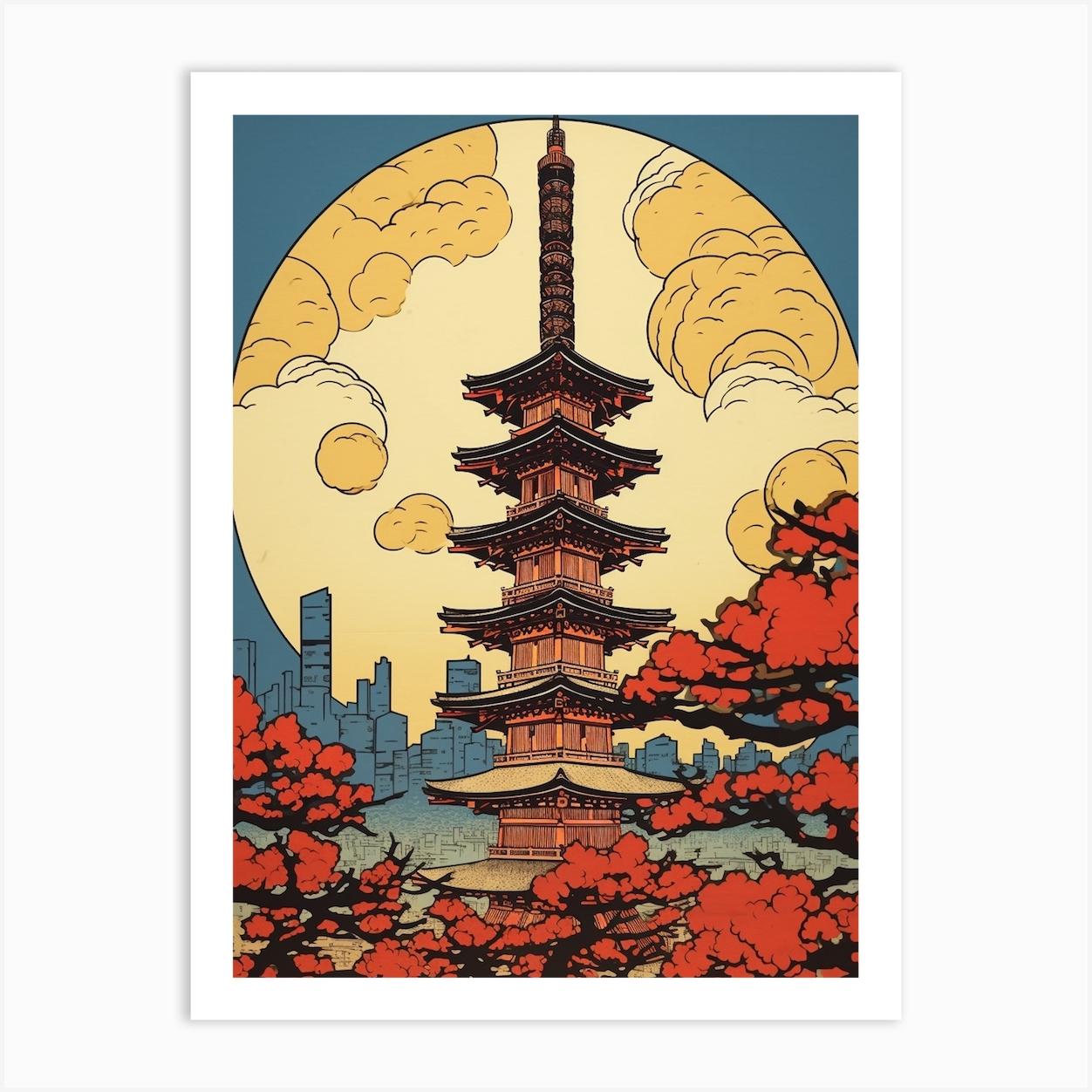 Tokyo Skytree Japan Vintage Travel Art 1