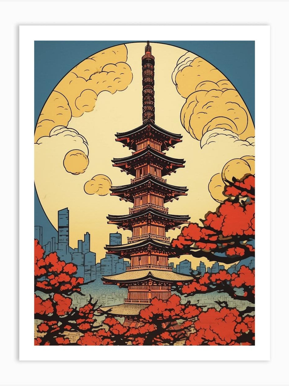 Tokyo Skytree Japan Vintage Travel Art 1