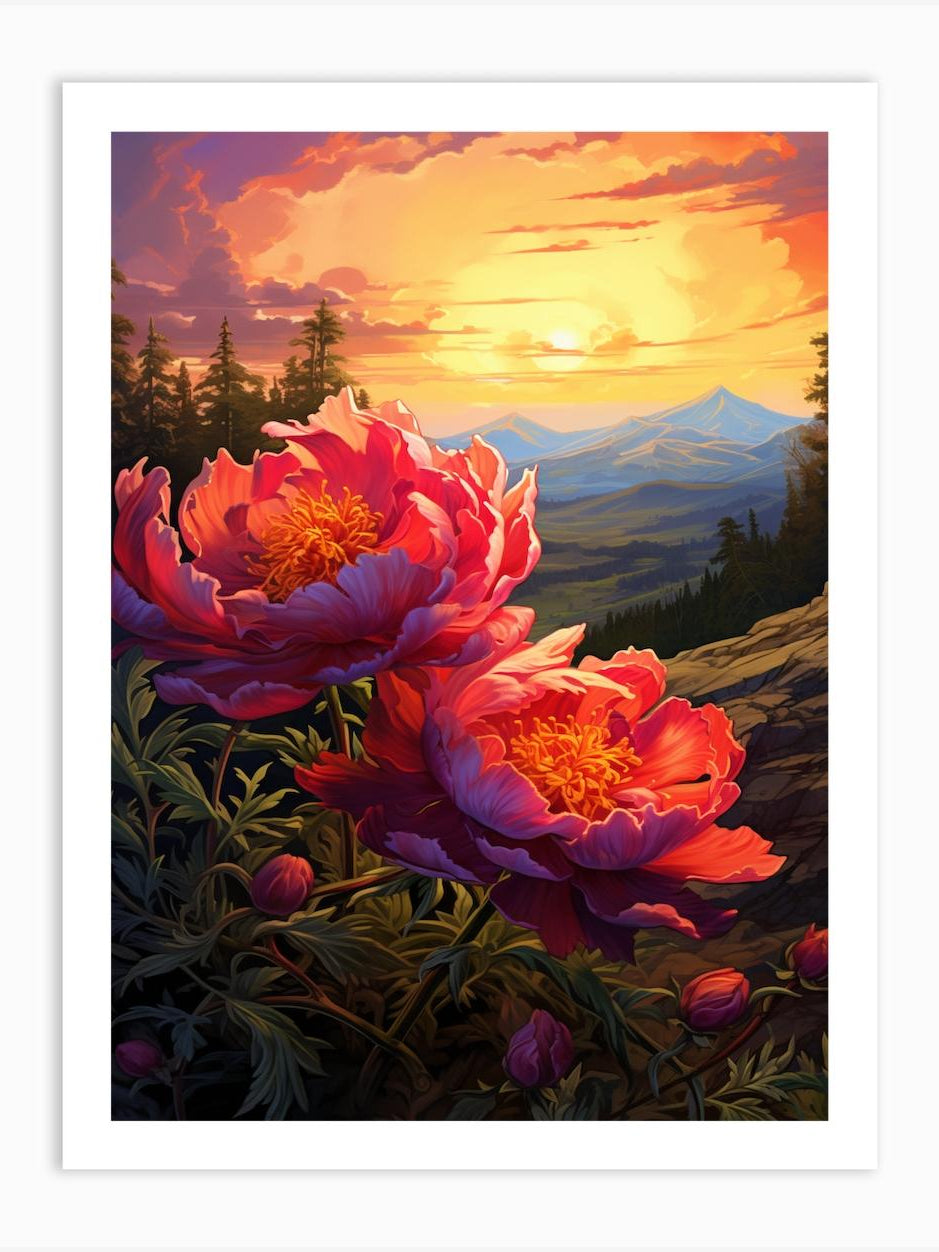 Peony With Sunset In South Western Style 2