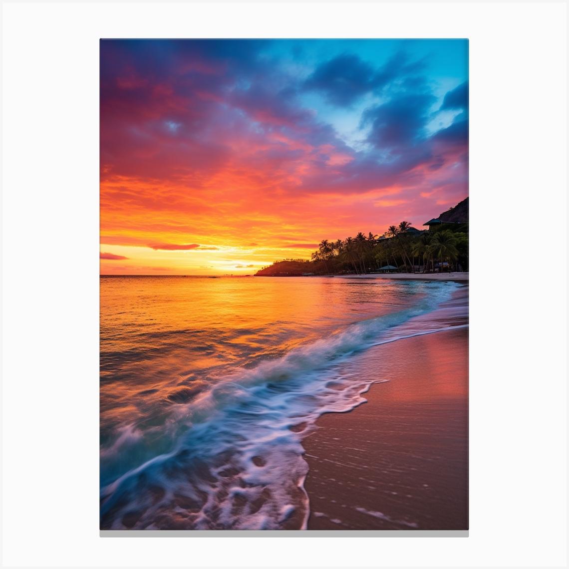 Grand Anse Beach Grenada At Sunset Vibrant Painting 2