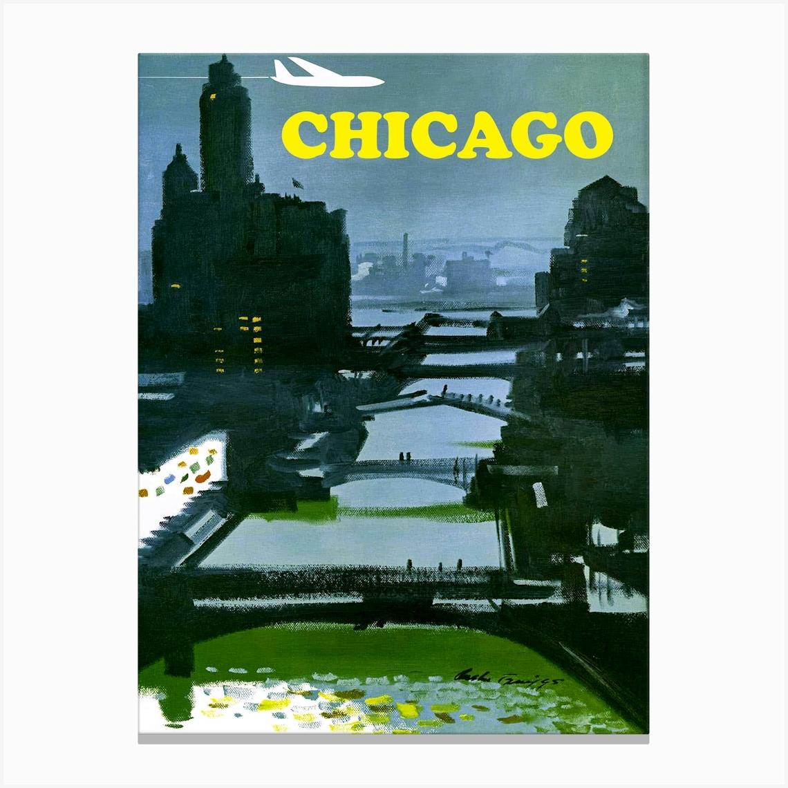 Chicago Vintage Airline Poster