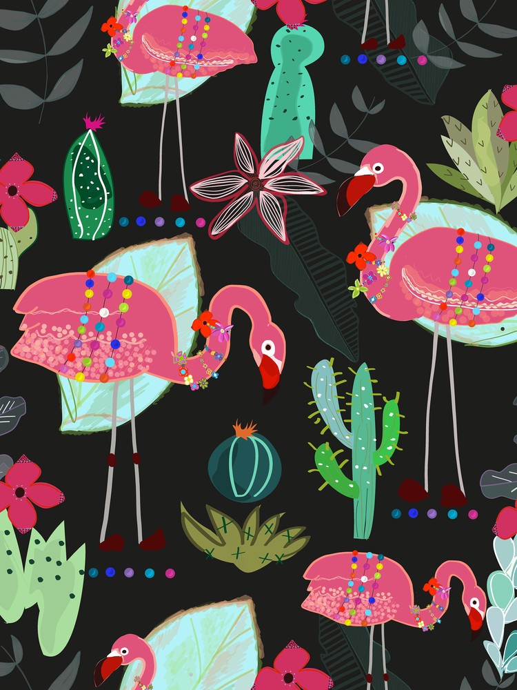 Flamingo und Kaktus