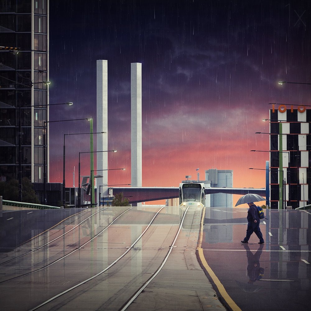 Rainy City Sunset