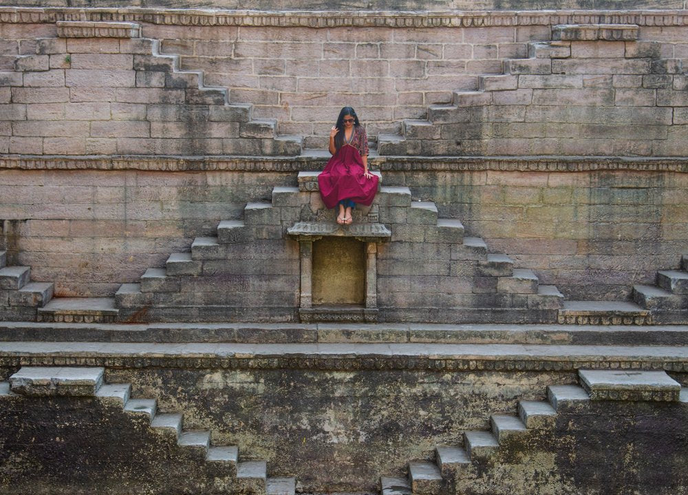 Indian Woman Ancient Stepwell
