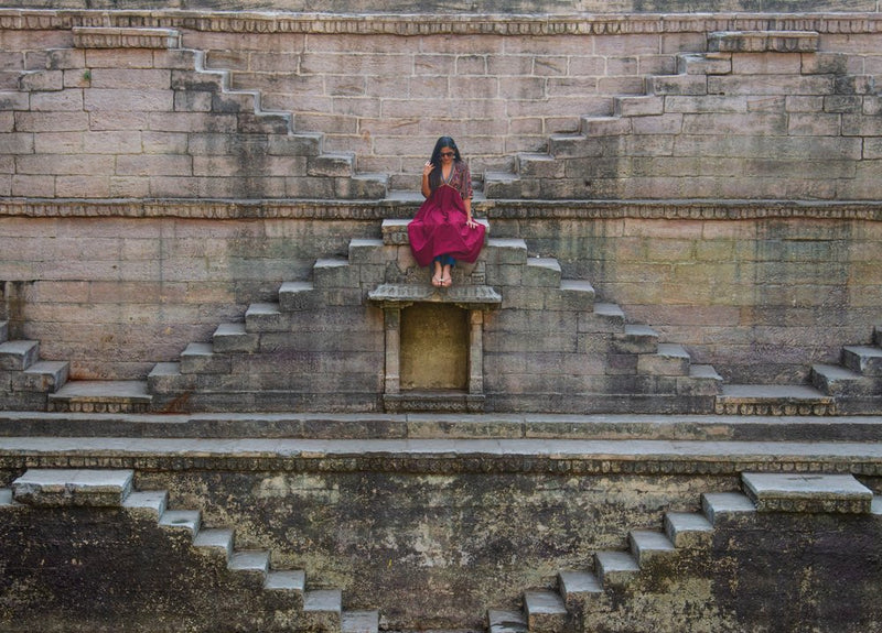 Indian Woman Ancient Stepwell