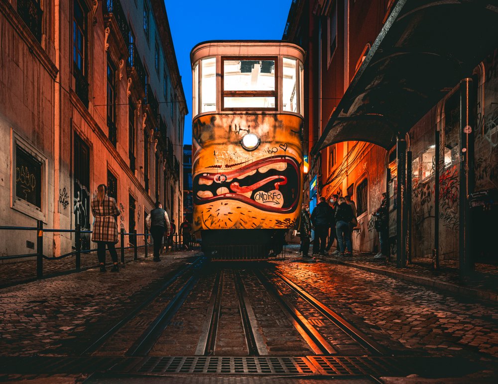 Yellow Tram Night Street