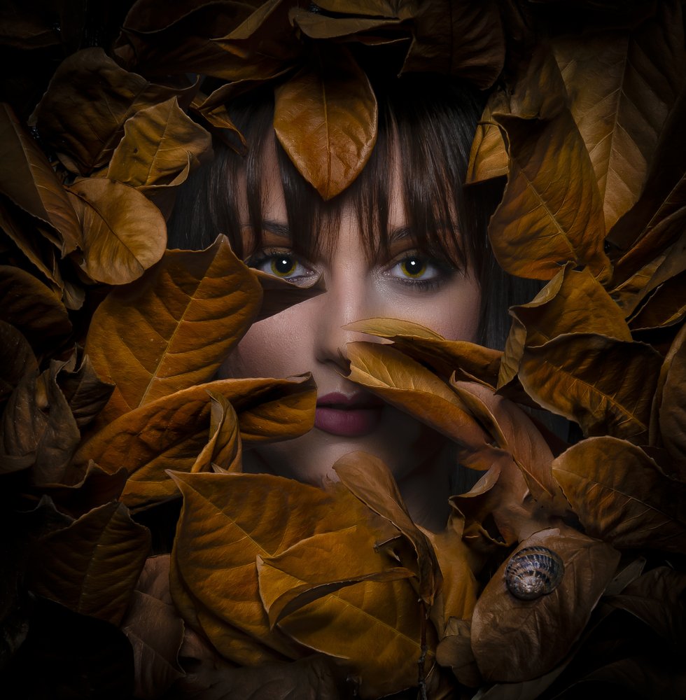 Woman Among Autumn Leaves