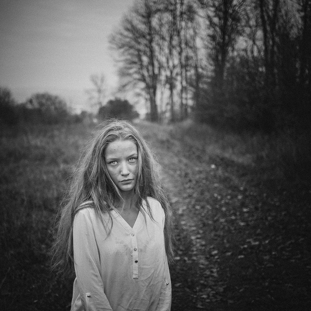 Pensive Girl Forest Path