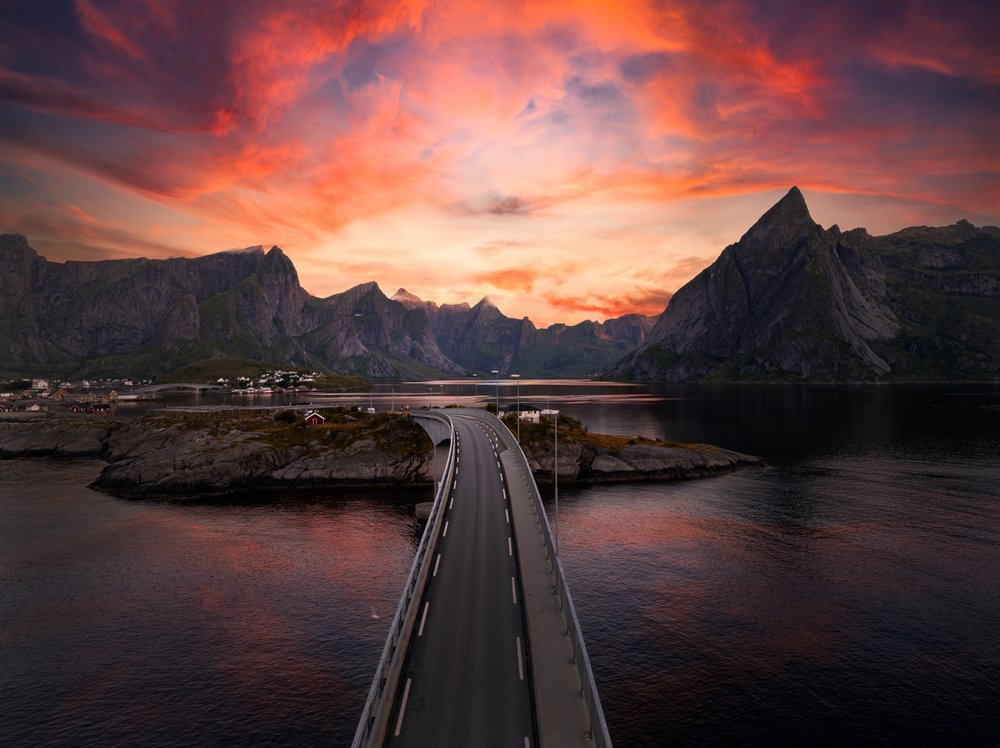 Dramatic Fjord Sunset