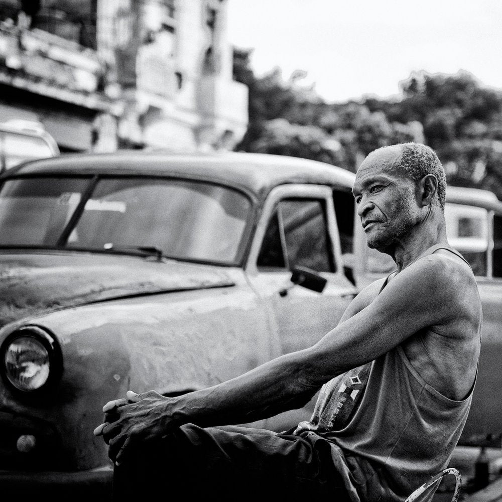 Thoughtful Man Vintage Car