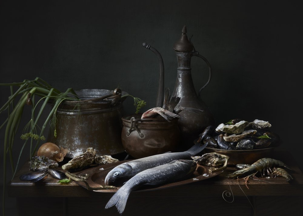 Rustic Seafood Still Life