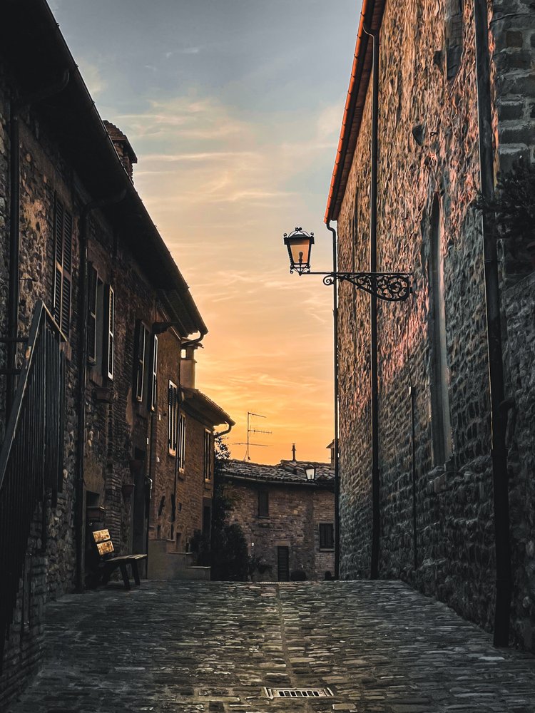 Historic Cobblestone Evening Street