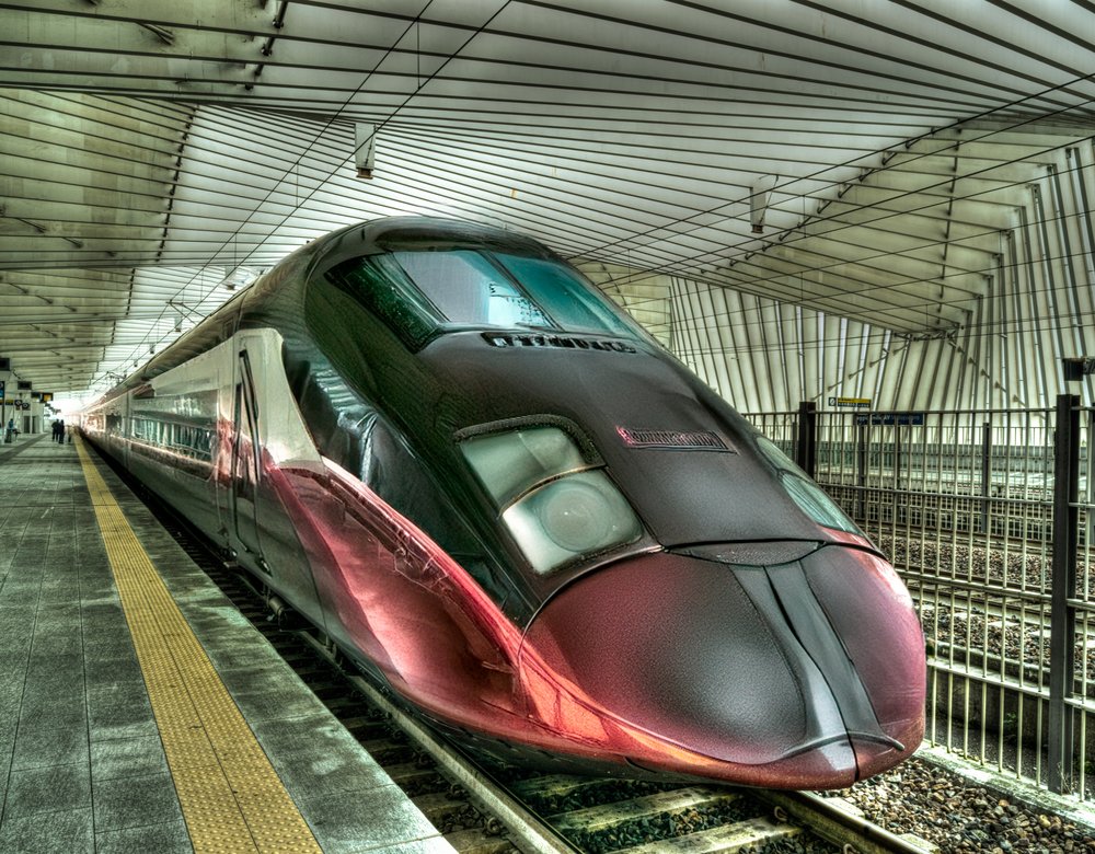 Red Bullet Train Awaits