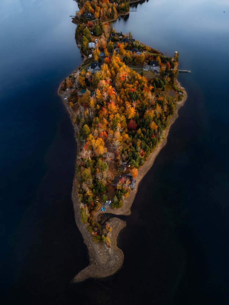 Vibrant Autumn Lake Island