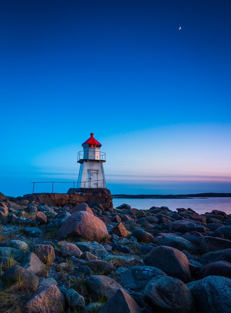 Dusk Lighthouse Moon