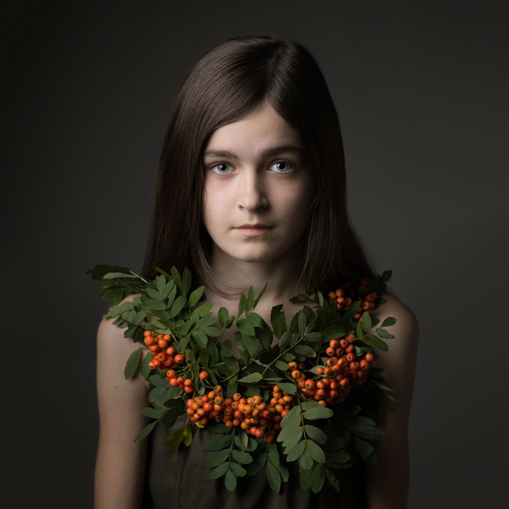 Girl with Berry Wreath