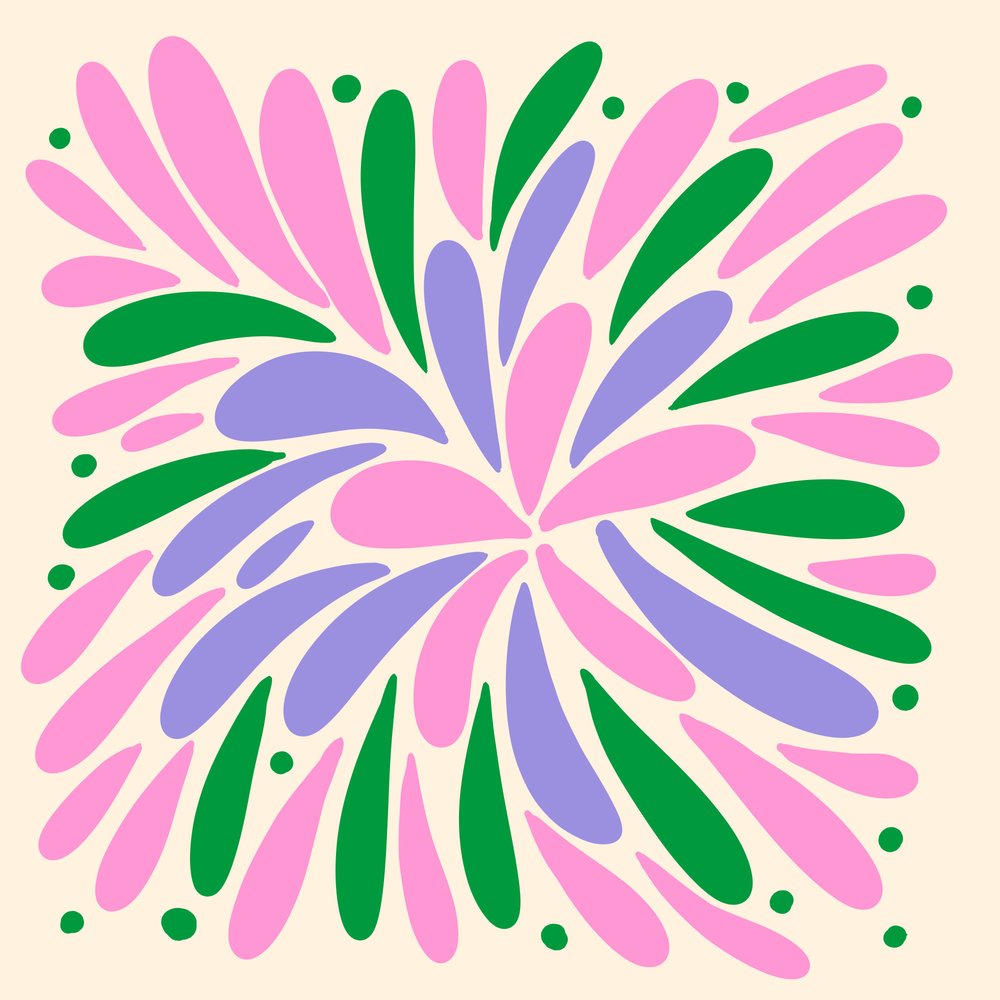 Floral Burst - pink, purple, green