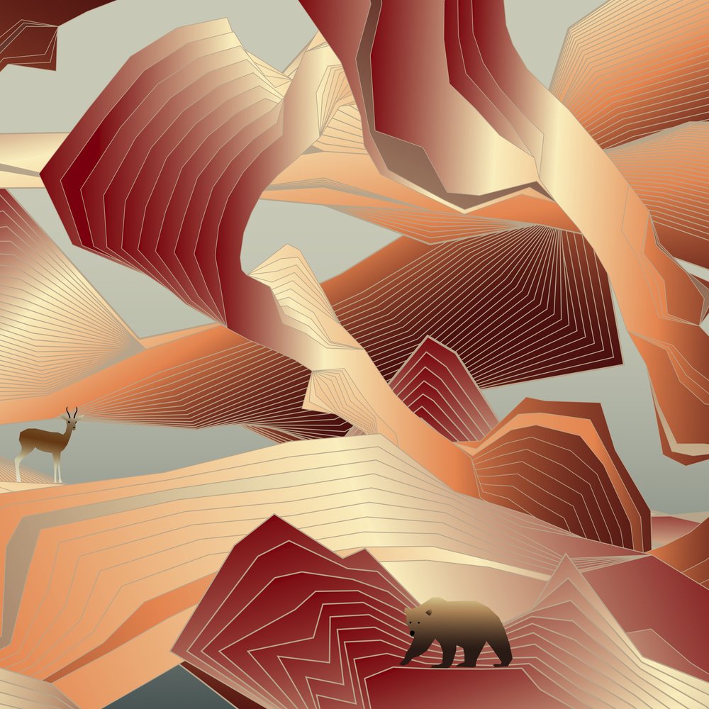 Abstract Mountain Wildlife