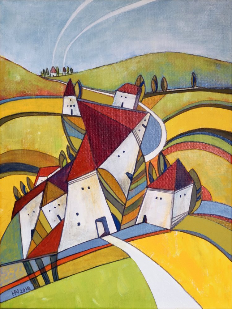 Whimsical Village Landscape