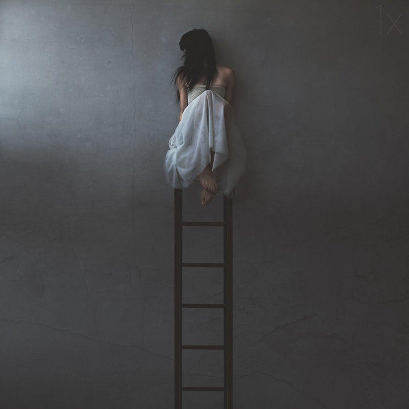 Solitary Woman On Ladder