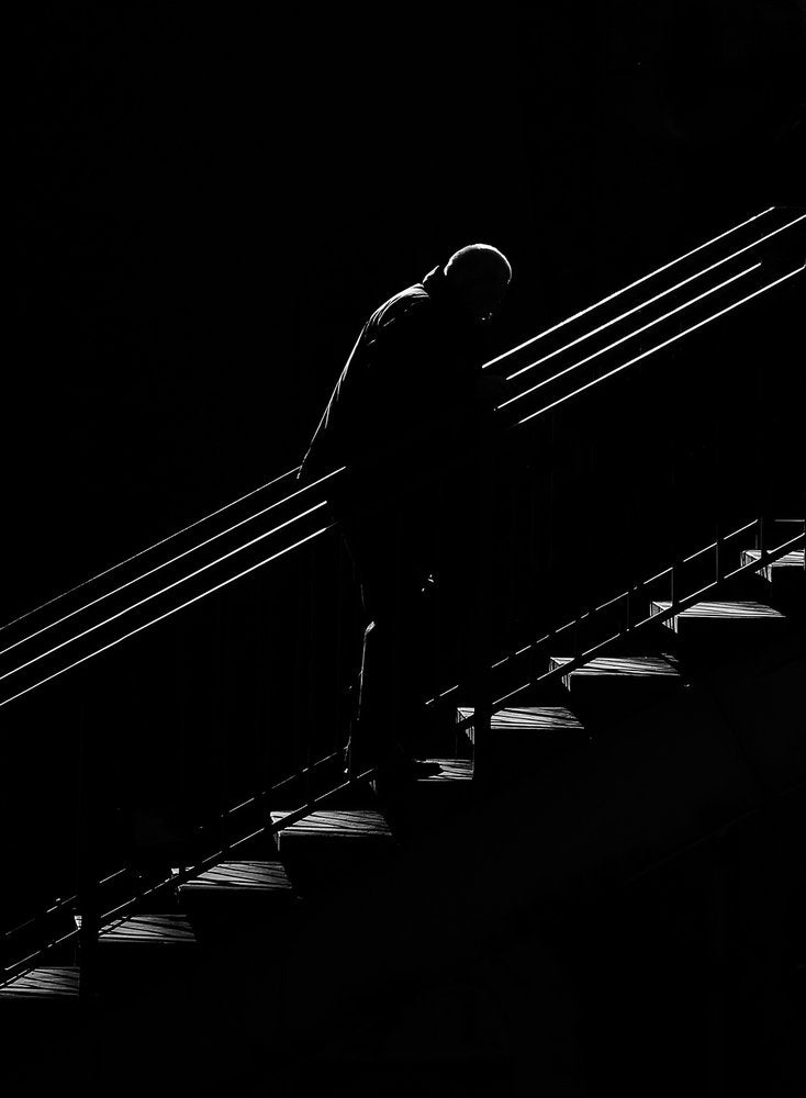 Man on Dark Stairs