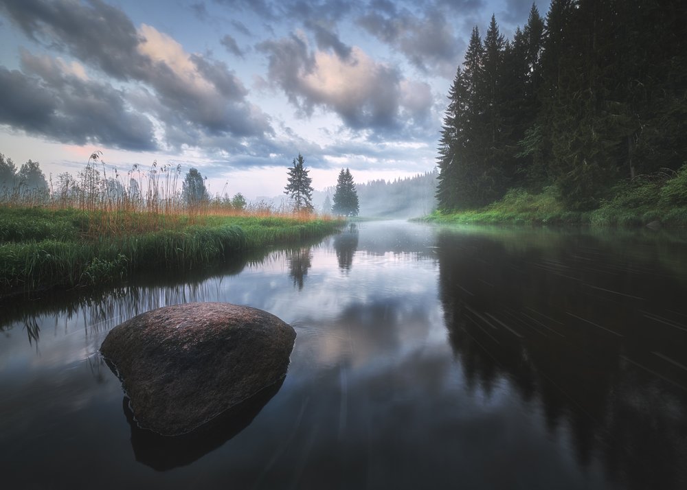 Misty River Reflections