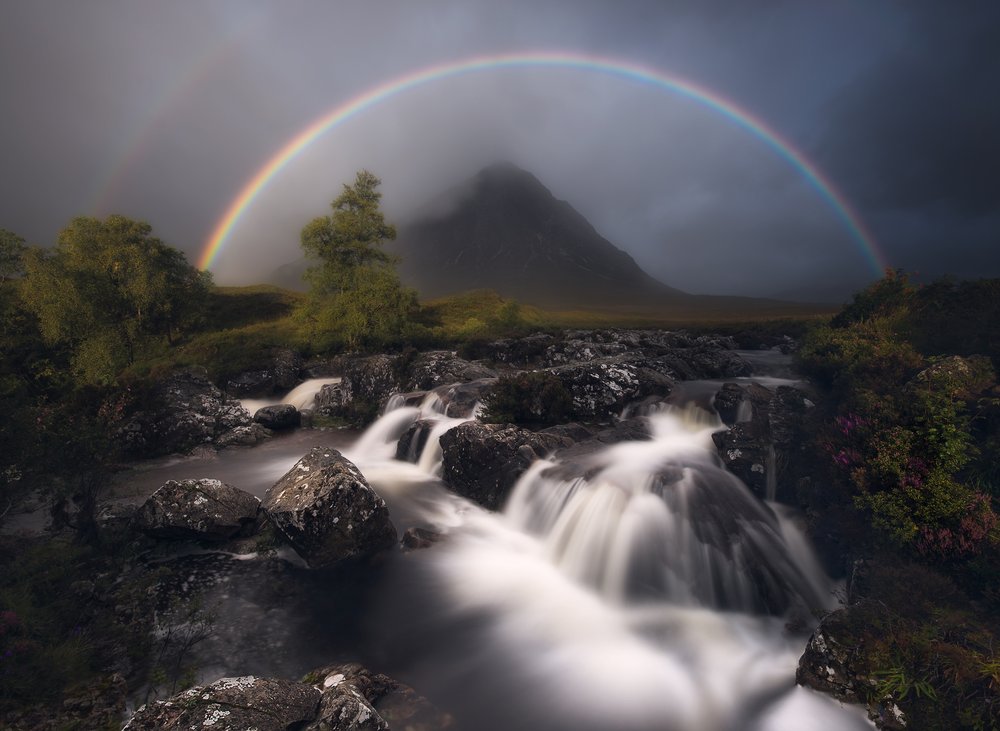 Dramatic Rainbow Waterfall