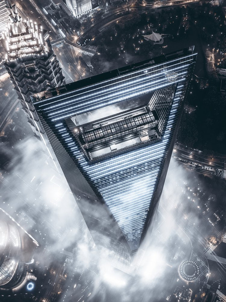 Triangular Night Skyscraper