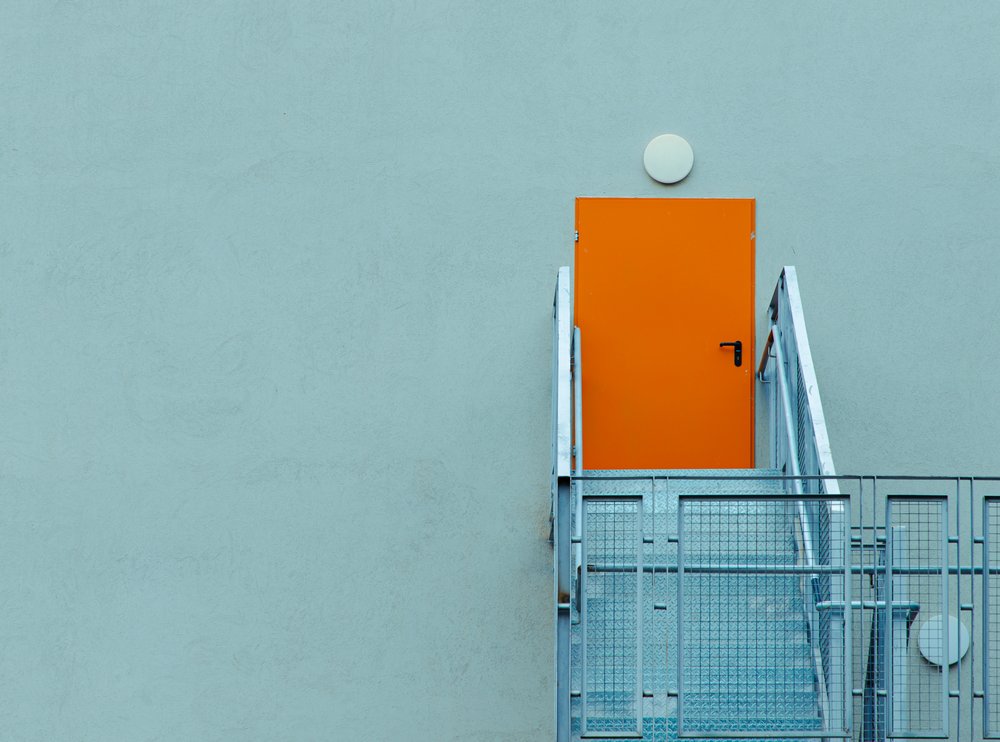 Orange Door Stairway