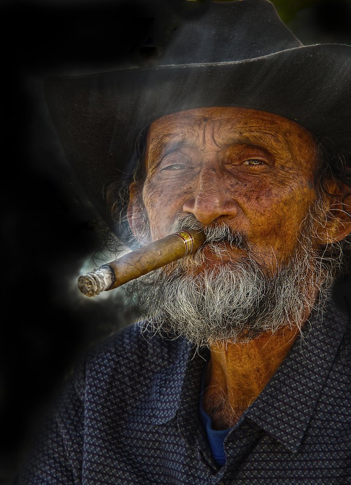 Rustic Man Smoking Cigar