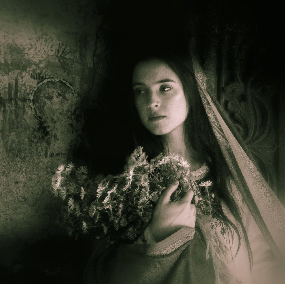 Moody Floral Portrait