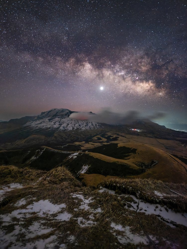 Volcano Under Milky Way