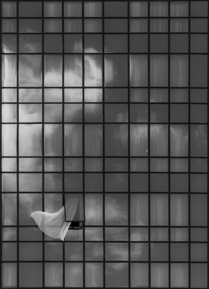 Blowing Curtain Grid Window